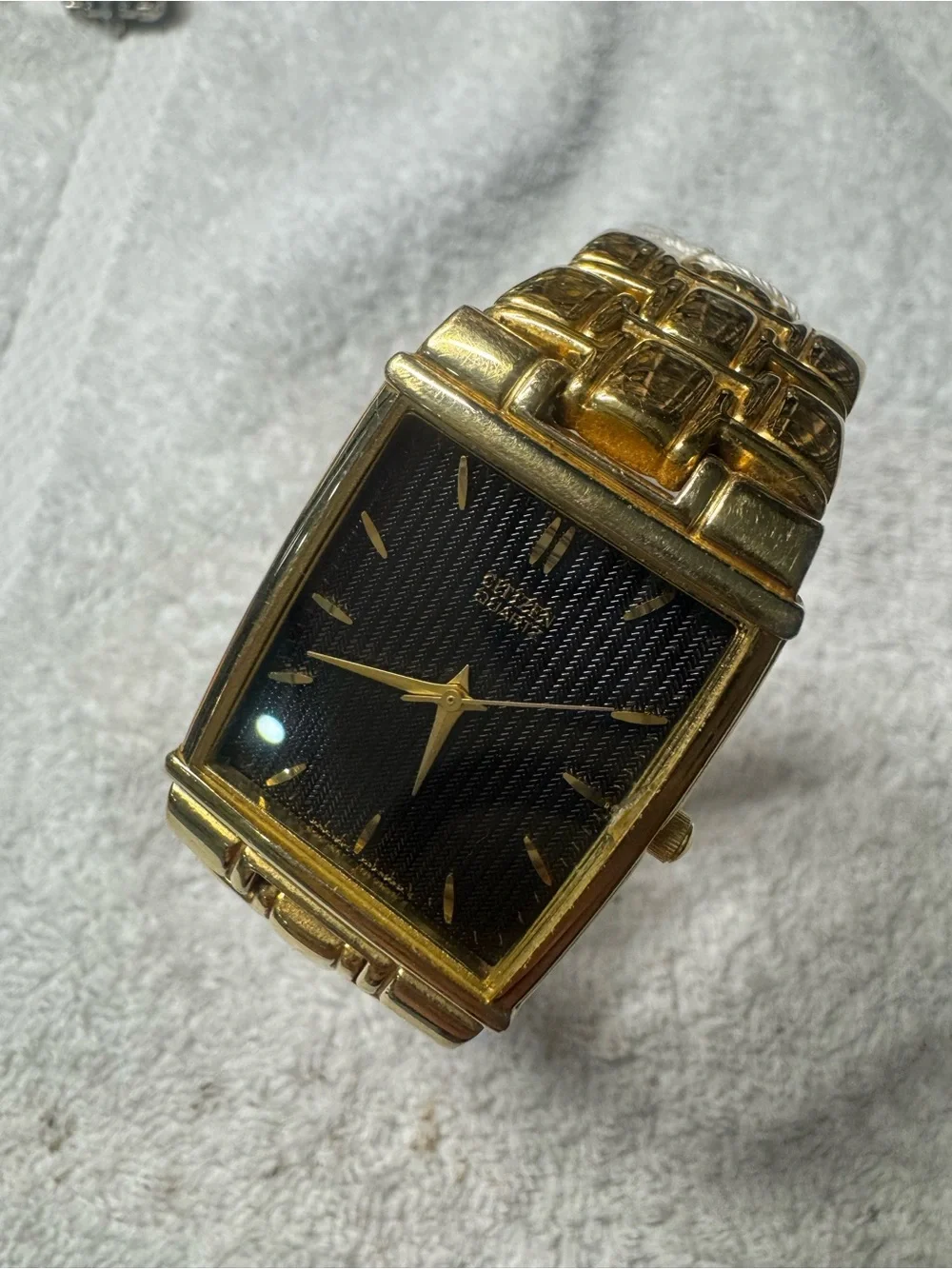 Citizen Gold-Tone Rectangular Watch with Black Dial